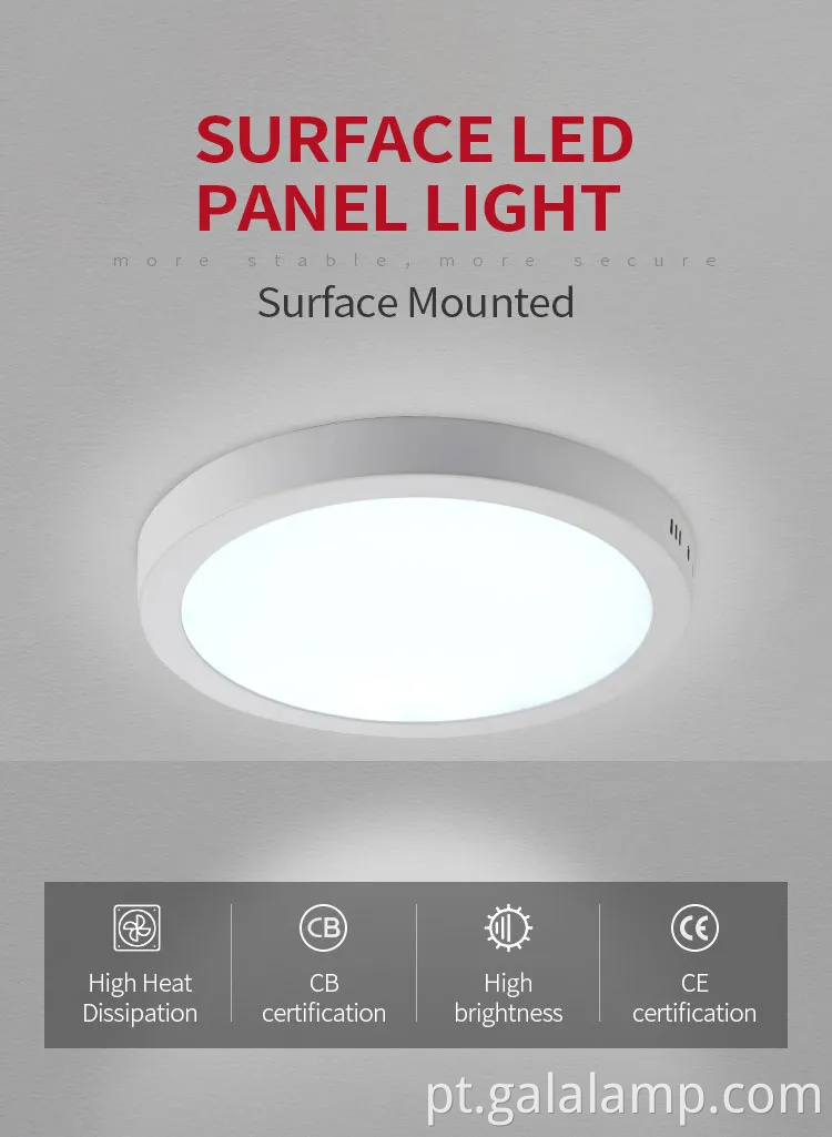 Luz de teto LED redondo de 12w de 12w para espaços contemporâneos